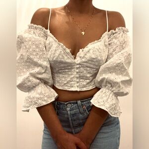 Zara off the shoulder crop top.